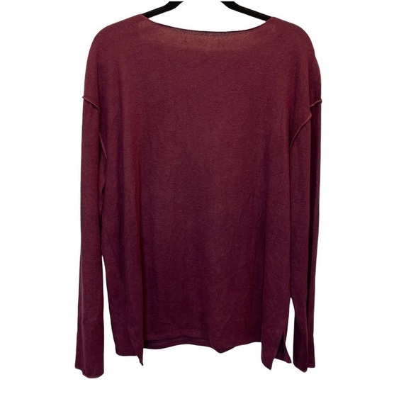 Sweet Romeo Exposed Seam Brushed Hacci Knit Sweater Wine Large NWT New - Picture 4 of 5